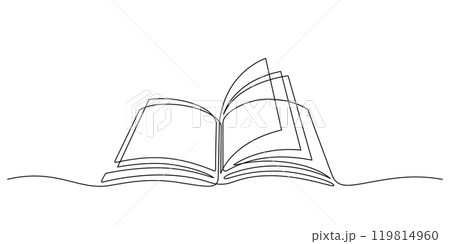 book opening pages one line drawing minimalist art 119814960