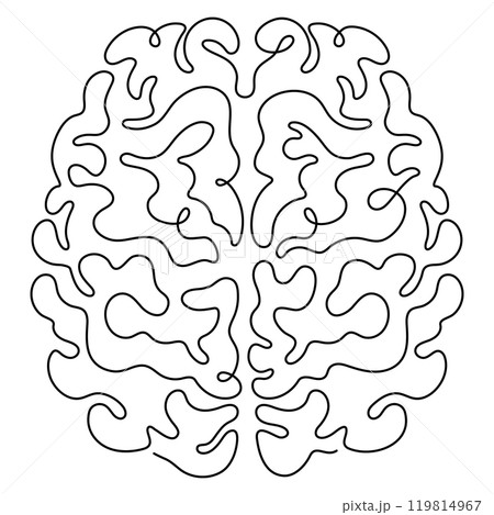 brain human organ neurology one line drawing continuous minimalist art 119814967