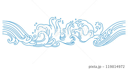 oriental ocean sea waves line art seamless pattern oriental ocean sea waves line art seamless pattern 119814972