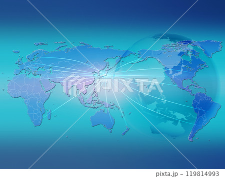 世界地図　地球 BG　背景　イメージ　ネットワーク　都市　国 119814993