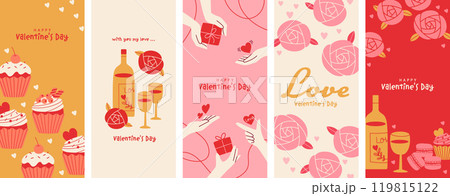 バレンタイン　スイーツやバラのデザインバナーセット 119815122