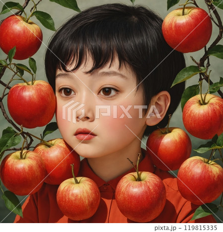 Boy with apples 119815335