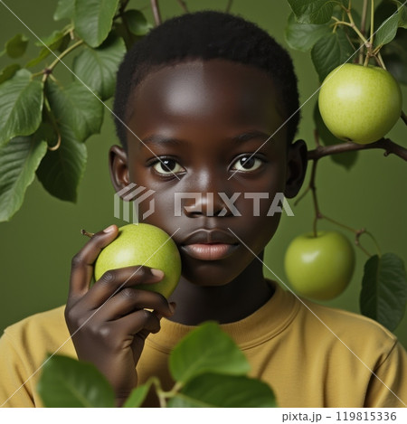 Boy with apples. 119815336