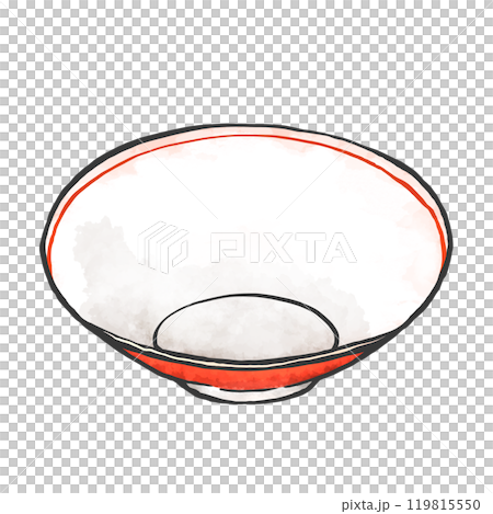 ラーメンどんぶりの手書き筆絵風イラスト 119815550