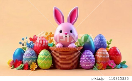イースターエッグとうさぎのイメージイラスト Easter egg and rabbit illust 119815826