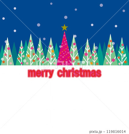 メリークリスマス　merry christmas　クリスマスツリー　雪風景 119816014