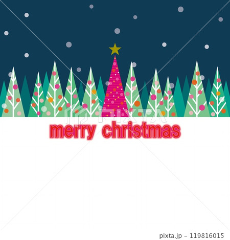 メリークリスマス　merry christmas　クリスマスツリー　雪風景 119816015