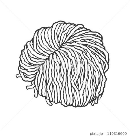 太ちぢれ麺の手書き筆絵風イラスト 119816600