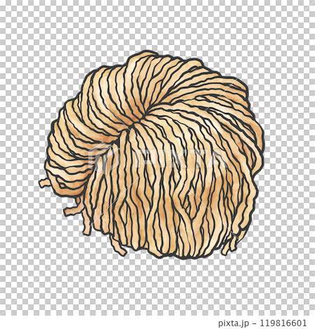 太ちぢれ麺の手書き筆絵風イラスト 119816601