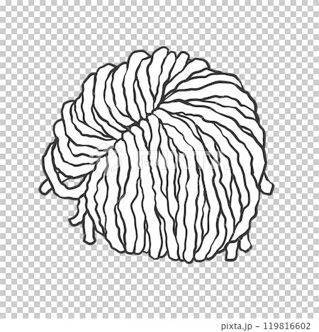 極太ちぢれ麺の手書き筆絵風イラスト 119816602