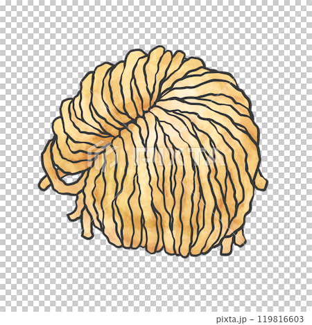 極太ちぢれ麺の手書き筆絵風イラスト 119816603