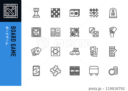 ボードゲームのシンプルなラインアイコン ボードゲームのシンプルなラインアイコン 119816792