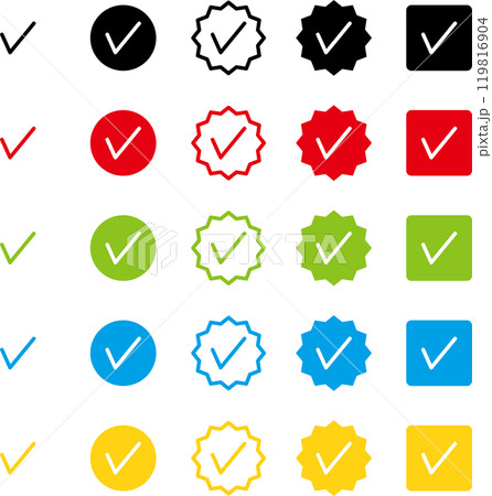 シンプルなチェックマークアイコンセット 119816904