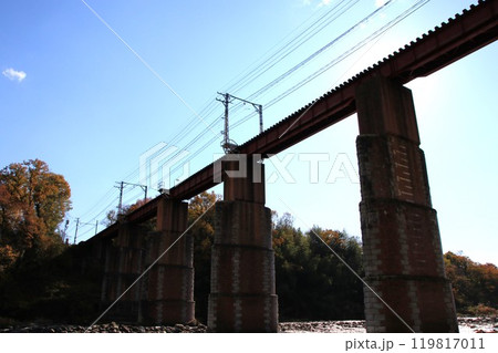 秩父鉄道荒川橋梁の風景 秩父鉄道荒川橋梁の風景 119817011