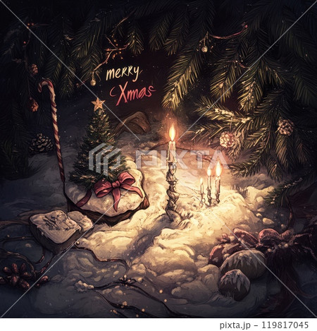 Cozy Christmas with candles and decor 119817045