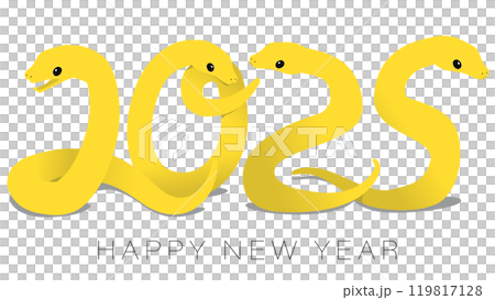 Reiwa 7 Year of the Snake New Year's Card 2025 drawn with snake characters 119817128