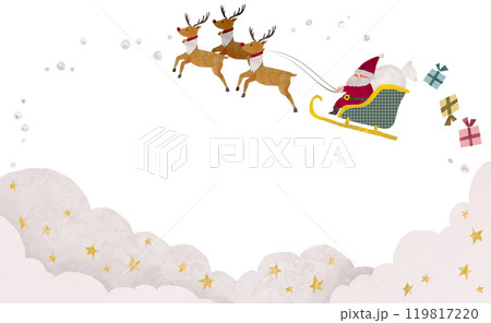 キラキラしたパールや星をあしらったクリスマスイメージの背景フレームイラスト 119817220