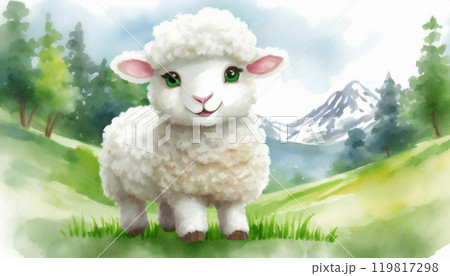 可愛い羊のイメージ,Generative AI,AI画像 119817298