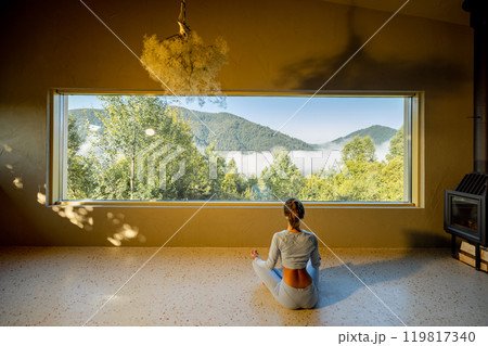 Morning Meditation with a Mountain View Morning Meditation with a Mountain View 119817340