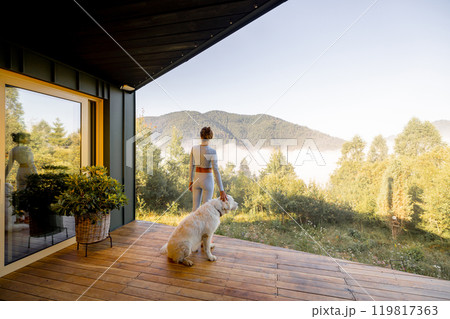 Morning Tranquility with a Loyal Companion Morning Tranquility with a Loyal Companion 119817363