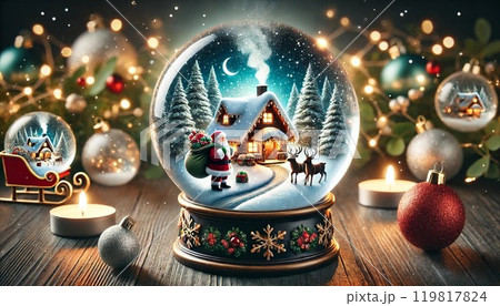 クリスマスのスノードームとイルミネーション クリスマスのスノードームとイルミネーション 119817824