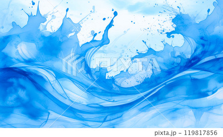 水彩画調の水のバックグラウンド。抽象的な水のイラスト,Generative AI,AI画像 119817856