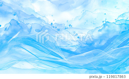 水彩画調の水のバックグラウンド。抽象的な水のイラスト,Generative AI,AI画像 119817863