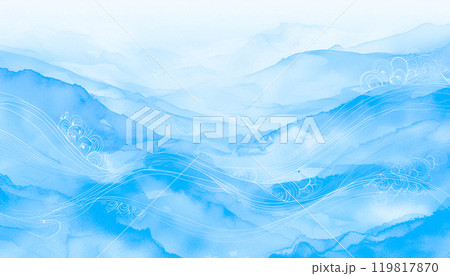 水彩画調の水のバックグラウンド。抽象的な水のイラスト,Generative AI,AI画像 119817870