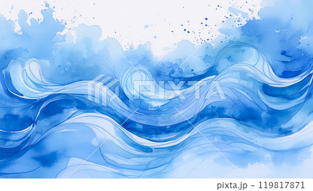 水彩画調の水のバックグラウンド。抽象的な水のイラスト,Generative AI,AI画像 119817871
