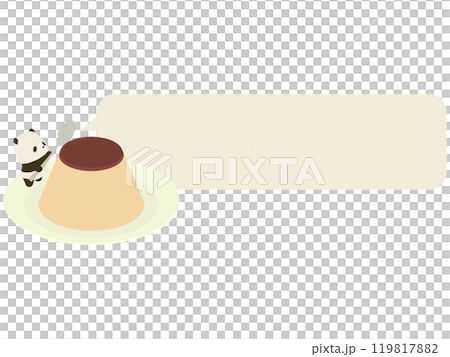 Panda trying to eat pudding. With speech bubble Panda trying to eat pudding. With speech bubble 119817882