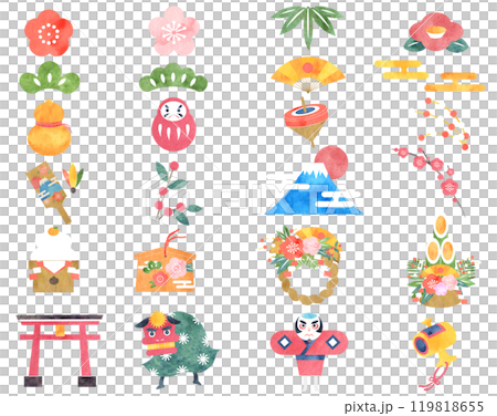 New Year watercolor texture icon 119818655