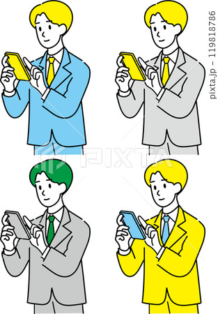 スマホを操作する男性のイラスト スマホを操作する男性のイラスト 119818786