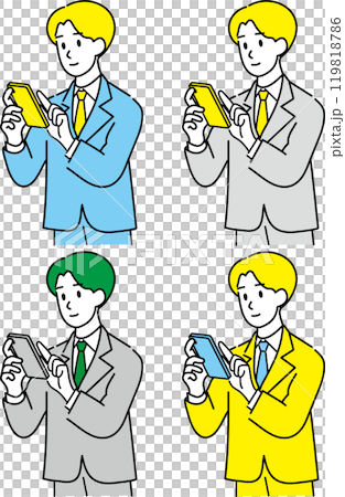スマホを操作する男性のイラスト スマホを操作する男性のイラスト 119818786