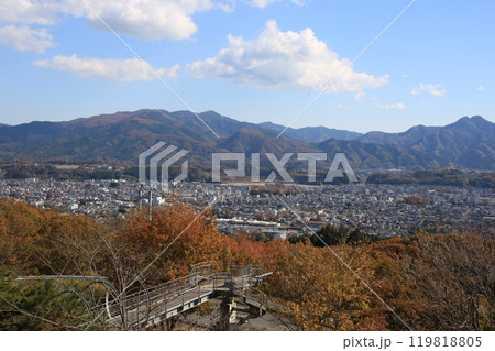 秩父ミューズパーク公園から見た秩父盆地の風景 秩父ミューズパーク公園から見た秩父盆地の風景 119818805