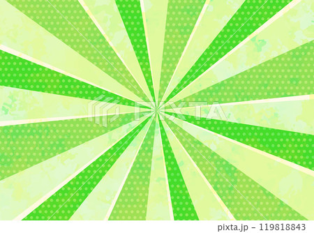 ドット柄・水彩風・サンバーストの背景素材（黄緑） 119818843