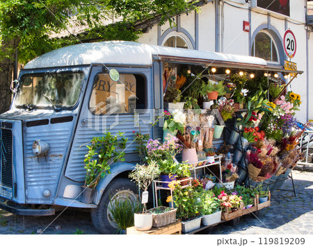 street truck selling flowers street truck selling flowers 119819209