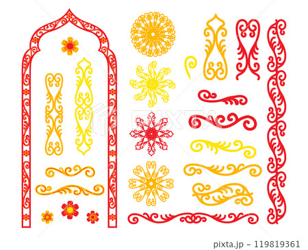 Decorative arch and ornament design elements vector set 119819361