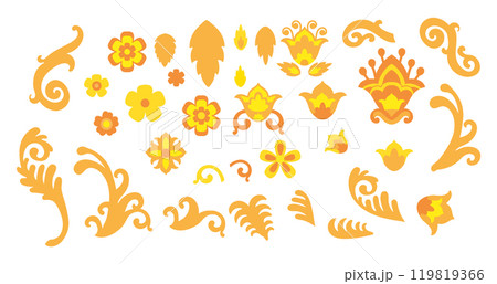 Decorative Slavic floral ornament elements vector set 119819366