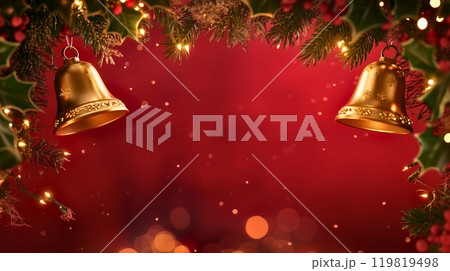 クリスマスベルトヒイラギの赤いテクスチャ素材1 119819498