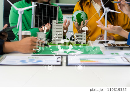 Sustainable development with renewable energy solutions, ecology concept, green business. 119819585