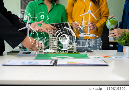 Sustainable development with renewable energy solutions, ecology concept, green business. 119819592