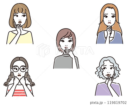 女性の色々な表情セット 119819702