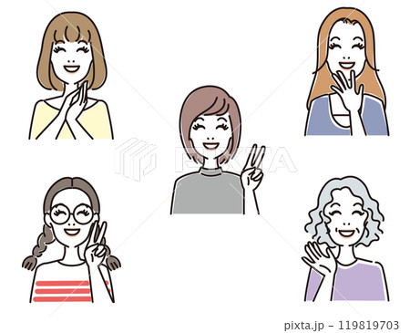 女性の色々な表情セット 119819703