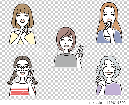 女性の色々な表情セット 119819703