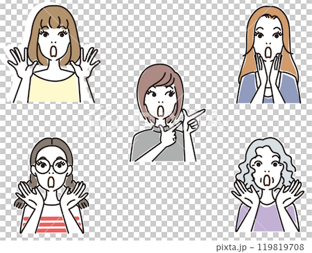 Various facial expressions for women Various facial expressions for women 119819708