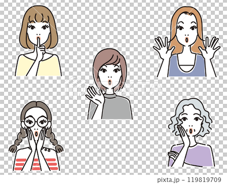 Various facial expressions for women Various facial expressions for women 119819709
