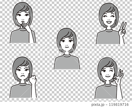 成年女性臉部表情集 119819716