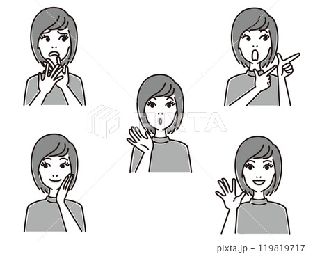 30代女性の表情セット 30代女性の表情セット 119819717