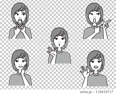 30代女性の表情セット 30代女性の表情セット 119819717