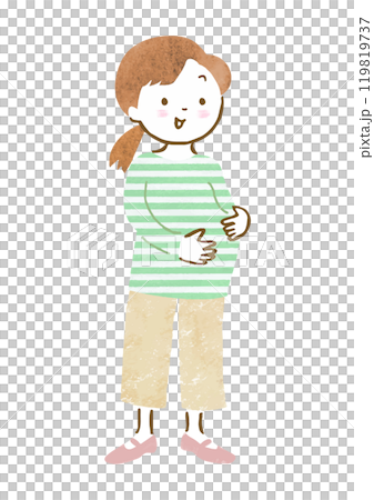 Full-body hand-drawn illustration of a pregnant woman Full-body hand-drawn illustration of a pregnant woman 119819737